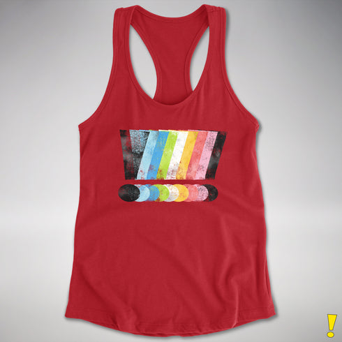 Queer Pride Grunge Exclamation Points Racerback Tank - Red